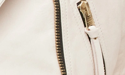 Allsaints Womens Ivory White Dalby Leather Biker Jacket 16 In Ivory White