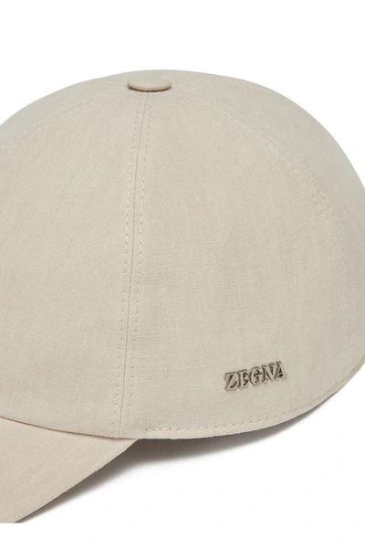 Shop Zegna Linen Baseball Cap In Natural