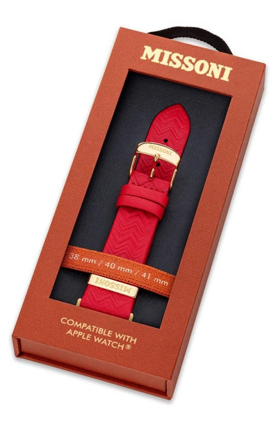 Shop Missoni Zigzag Leather 22mm Apple Watch® Watchband In Red