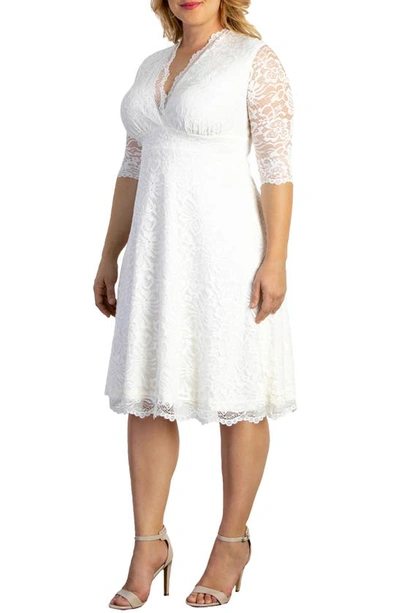 Shop Kiyonna Bella Lace Fit & Flare Dress In Ivory