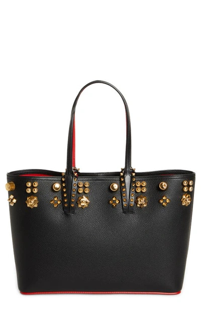 Shop Christian Louboutin Small Cabata Studded Leather Tote In Black/ Gold