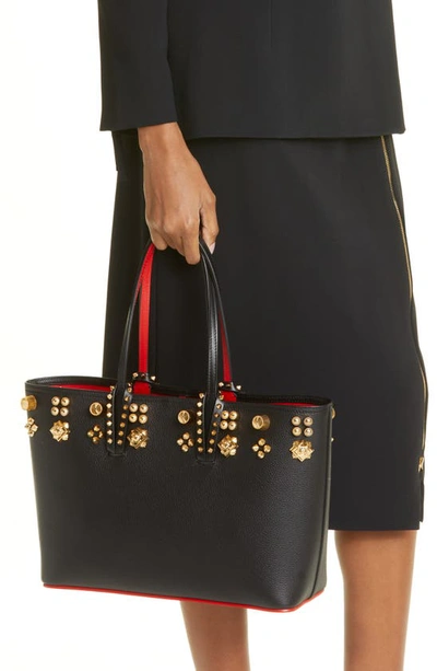 Shop Christian Louboutin Small Cabata Studded Leather Tote In Black/ Gold