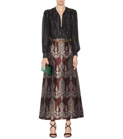 Shop Alessandra Rich Printed Silk-blend Skirt In Paisley