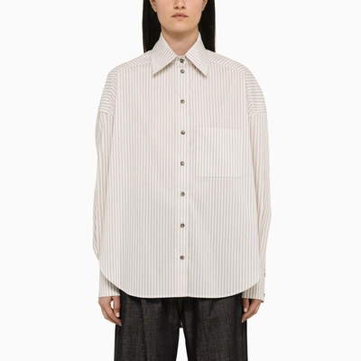 Shop The Mannei | Beige/white Oversize Shirt