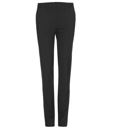 The Row Franklin Stretch Wool-blend Straight-leg Pants In Llack