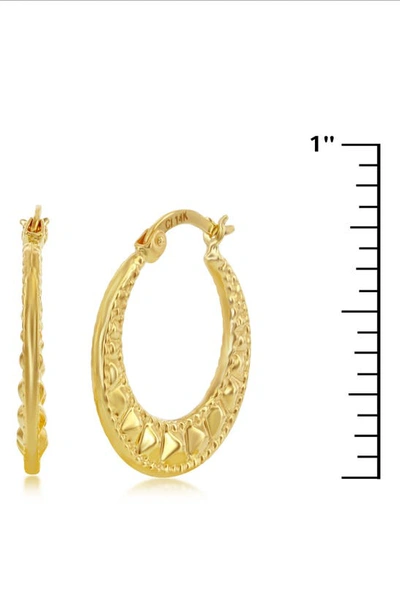 Shop Simona 14k Yellow Gold Textured Hoop Earrings