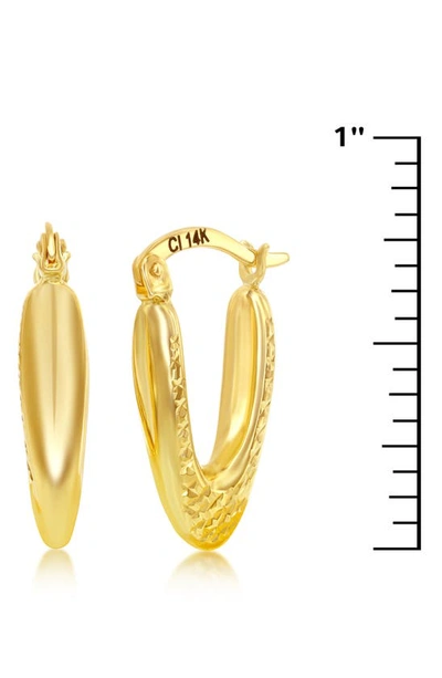 Shop Simona 14k Gold Textured Oval Hoop Earrings