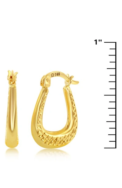 Shop Simona 14k Yellow Gold Diamond Cut Oval Hoop Earrings