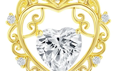 Simona Sterling Silver Cz Heart Necklace In Gold