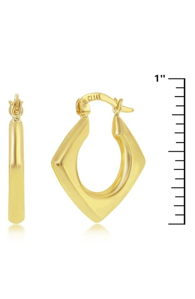 Simona 14k Yellow Gold Diamond Shaped Hoop Earrings In Gold