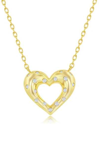 Shop Simona Cubic Zirconia Heart Pendant Necklace In Gold