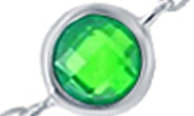 Shop Simona Sterling Silver Cz Station Necklace In Green