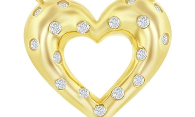 Shop Simona Cubic Zirconia Heart Pendant Necklace In Gold