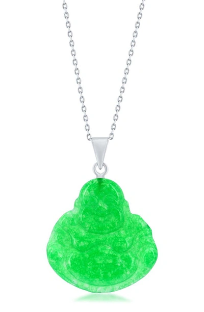 Simona Jade Buddha Pendant Necklace In Green