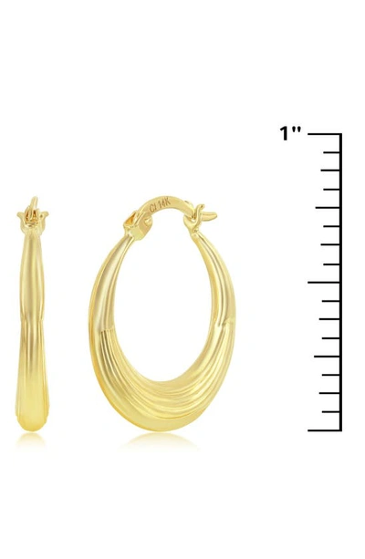 Simona 14k Gold Plated Lined Hoop Earrings In Gold