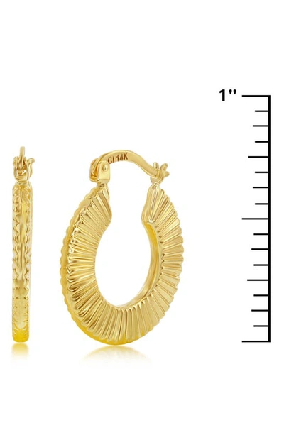 Simona 14k Gold Plated Textured Hoop Earrings In Gold