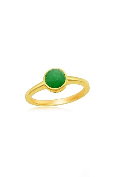 Shop Simona Sterling Silver Cushion Jade Solitaire Ring In Green