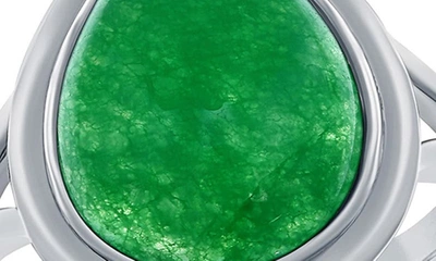 Simona Sterling Silver Pear-shaped Jade Ring In Green