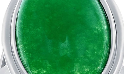Simona Sterling Silver Oval Jade Ring In Green