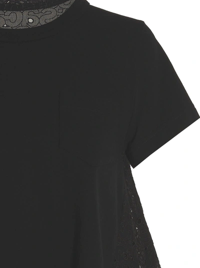 Shop Sacai Logo Lace Insert T-shirt In Black