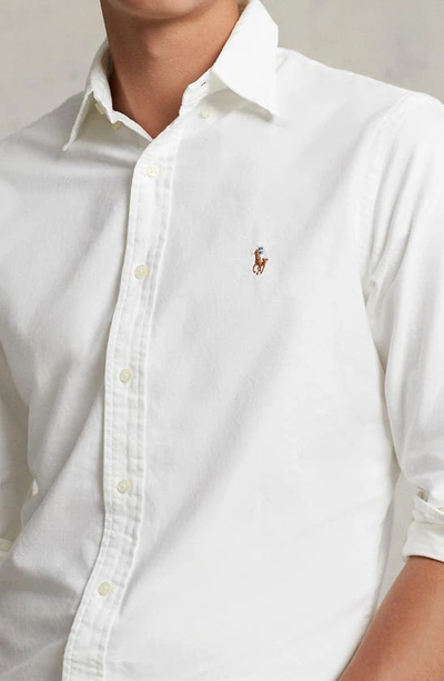 Shop Polo Ralph Lauren Classic Oxford Button-down Sport Shirt In White