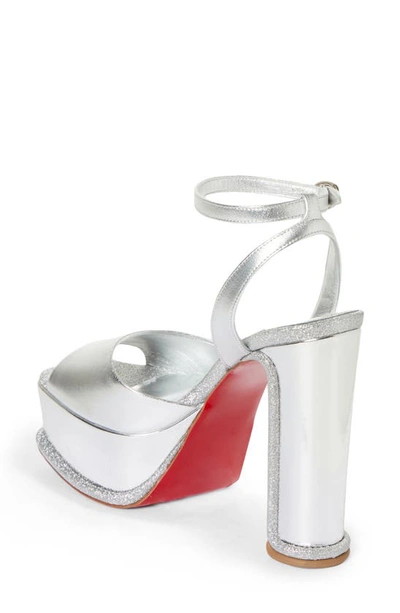 Shop Christian Louboutin Amali Alta Ankle Strap Platform Sandal In Silver