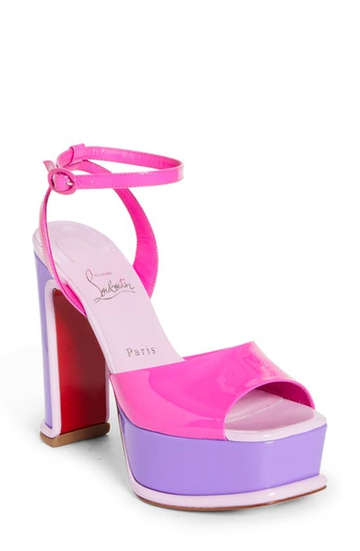 Shop Christian Louboutin Amali Alta Ankle Strap Platform Sandal In Pink Multi