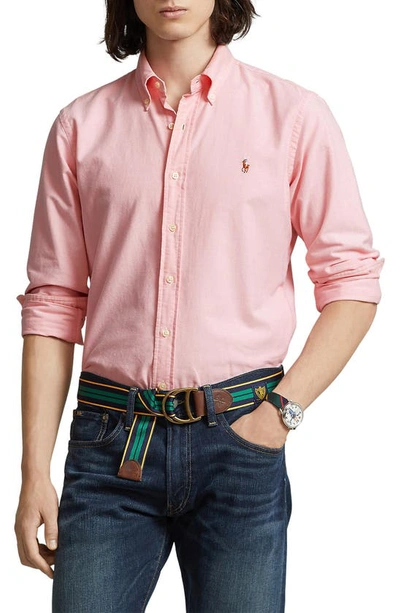 Polo Ralph Lauren Classic Oxford Button-down Sport Shirt In Pink