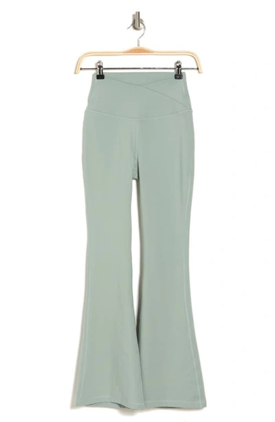 Lux Madison Crossover Flared Leggings In Green Milieu