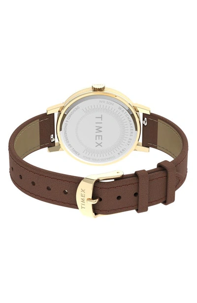 Shop Timex Midtown Leather Strap Watch, 36mm In Brown