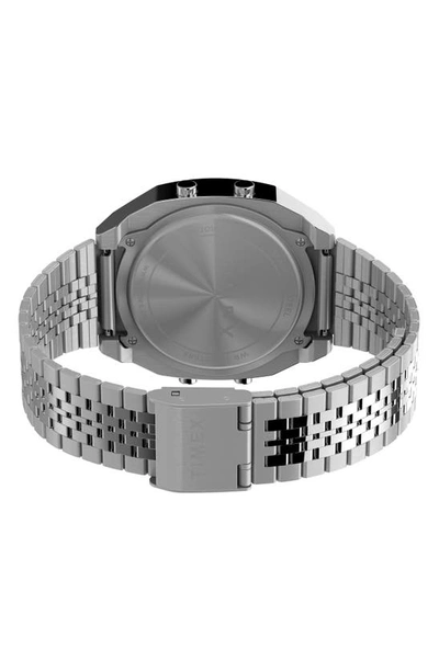 Shop Timex T80 Digital Chronograph Bracelet Watch, 36.5mm In Silver