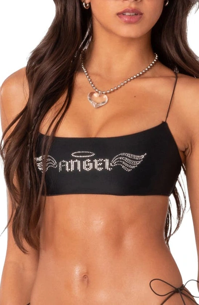 Edikted Angel Rhinstone Bikini Top In Black
