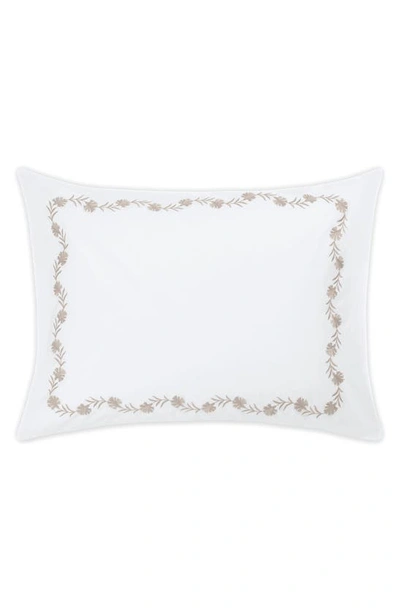 Matouk Daphne Floral Embroidered Count Sham In Dune