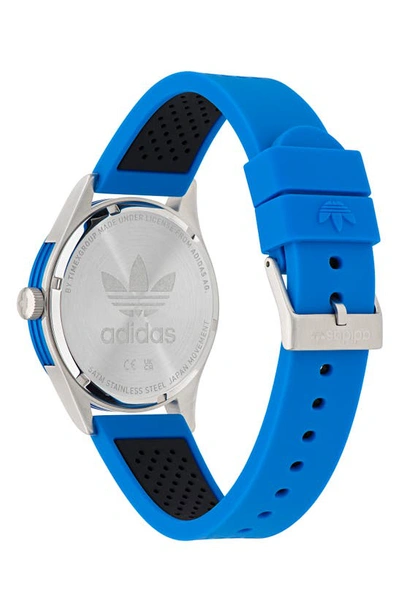 Shop Adidas Originals Adidas Code Three Silicone Strap Watch, 40mm In Blue