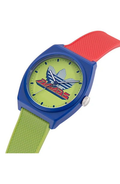 Shop Adidas Originals Project Two Grfx Resin Strap Watch, 38mm In Blue/ Green Multi