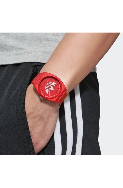 Shop Adidas Originals Project Two Resin Strap Watch, 38mm In Red