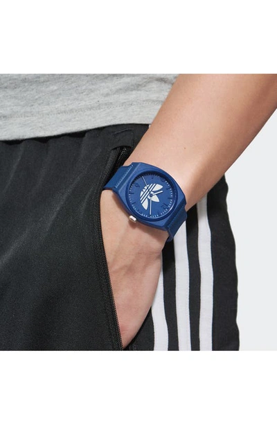 Shop Adidas Originals Project Two Resin Strap Watch, 38mm In Blue
