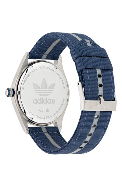 Shop Adidas Originals Code Four Nylon Strap Watch, 42mm In Blue