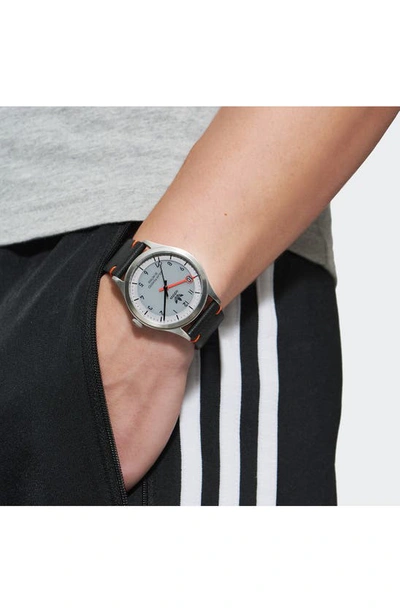 Shop Adidas Originals Project One Solar Powered Vegan Leather Strap Watch, 39mm In Black