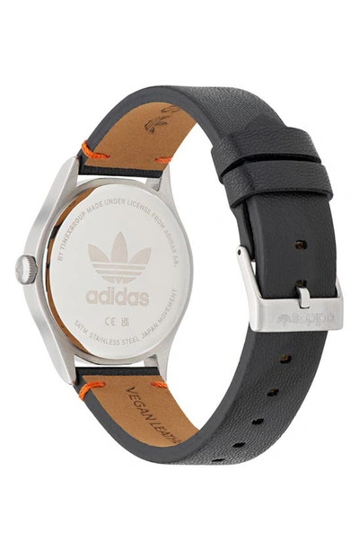Shop Adidas Originals Adidas Project One Solar Powered Vegan Leather Strap Watch, 39mm In Black