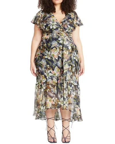 Tanya Taylor Blaire Printed Linen-silk Midi Faux-wrap Dress In Blue