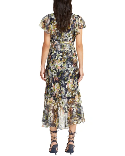 Tanya Taylor Blaire Printed Linen-silk Midi Faux-wrap Dress In Blue