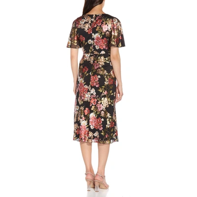 Shop Adrianna Papell Petites Womens Foiled Midi Cocktail And Party Dress In Multi