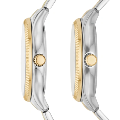 Fossil Unisex His And Hers Multifunction, Silver-tone Alloy Watch Set In Gold