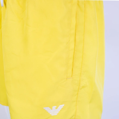 Shop Emporio Armani Yellow Swim Shorts Logo Men's Details