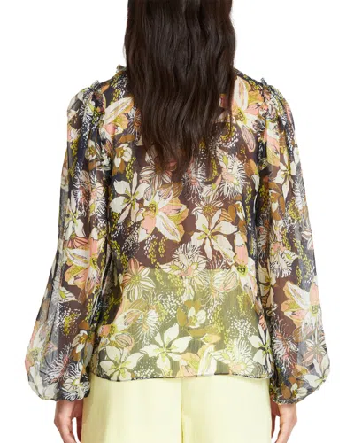 Tanya Taylor Aubrielle Linen & Silk-blend Top In Blue