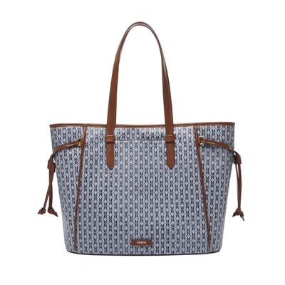 Shop Fossil Women's Charli Printed Pvc Tote In Blue