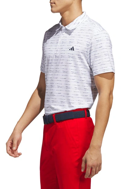 Shop Adidas Golf Stripe Zip Golf Polo In White/ Collegiate Navy