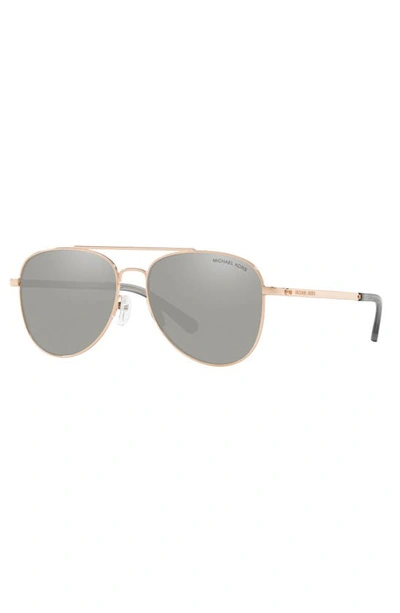 Shop Michael Kors 56mm Aviator Sunglasses In Rose Gold/ Silver Mirror