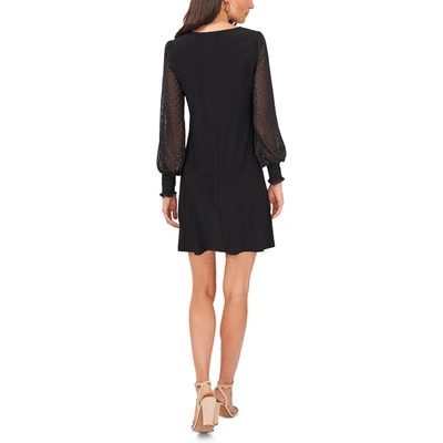 Msk Petite Clip-dot-sleeve Sheath Dress In Black